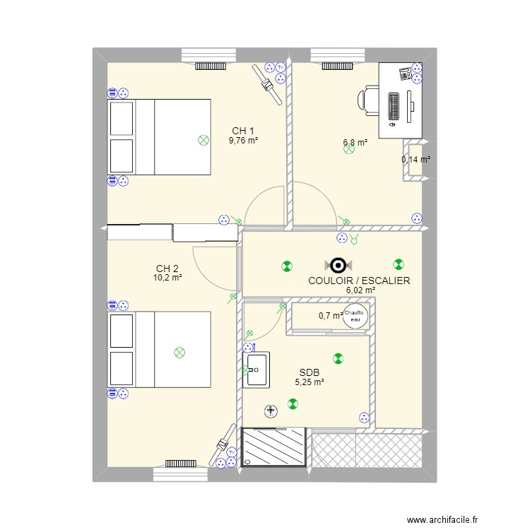 R1 - Maison TIRAUX ELEC. Plan de 8 pièces et 40 m2