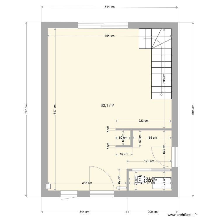 rez de chaussée mesures au pif. Plan de 0 pièce et 0 m2