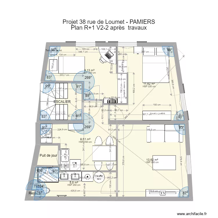 PAMIERS3 R1 V2-2 apr&egrave;s travaux. Plan de 
