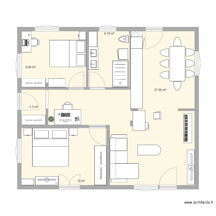 Appartement 1er étage. Plan de 0 pièce et 0 m2