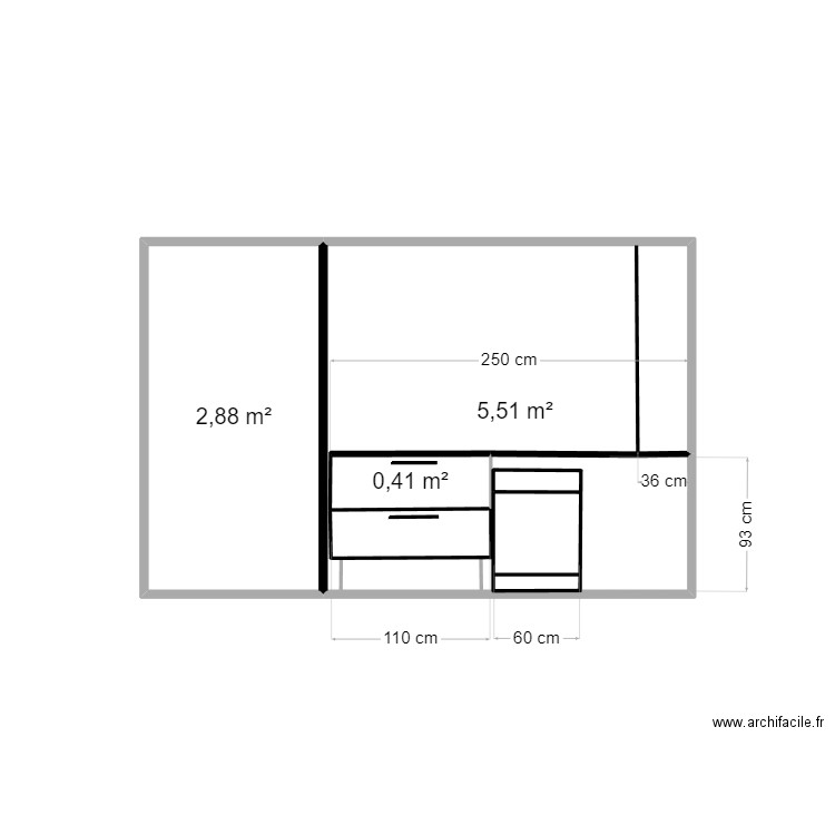 salle de bain 2d. Plan de 0 pièce et 0 m2