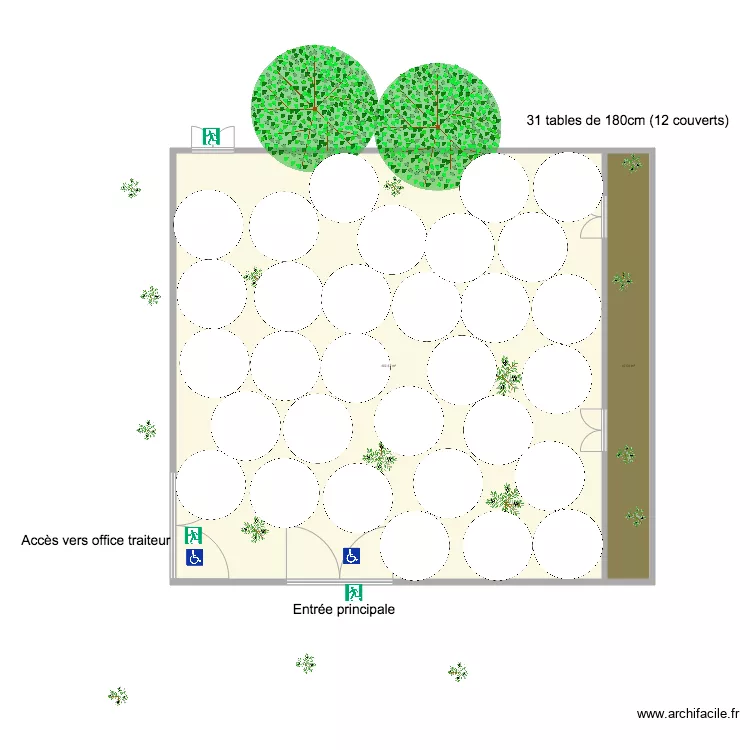 Pavillon des Oliviers implantation diner. Plan de 