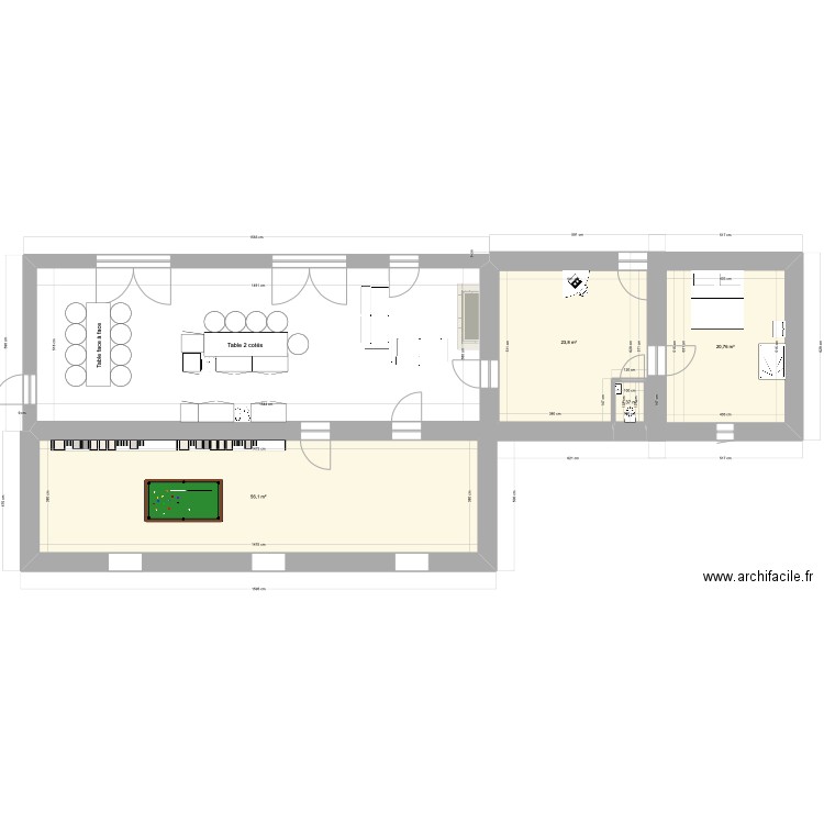 extension. Plan de 4 pièces et 102 m2