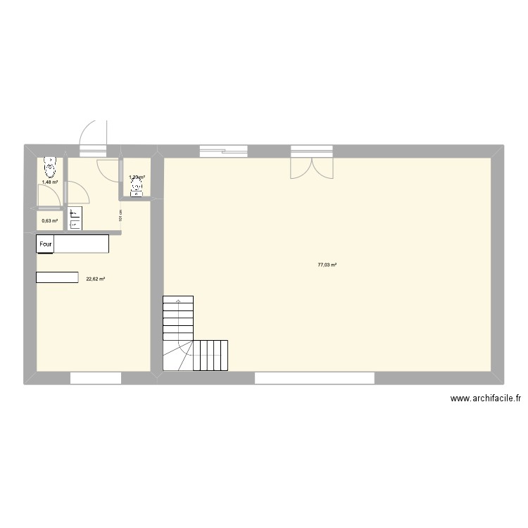 Fromagerie Grange. Plan de 5 pièces et 103 m2