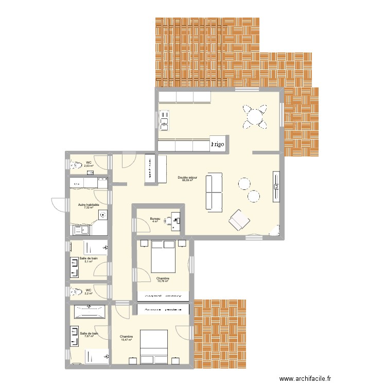 Maison Abuelita. Plan de 9 pièces et 123 m2