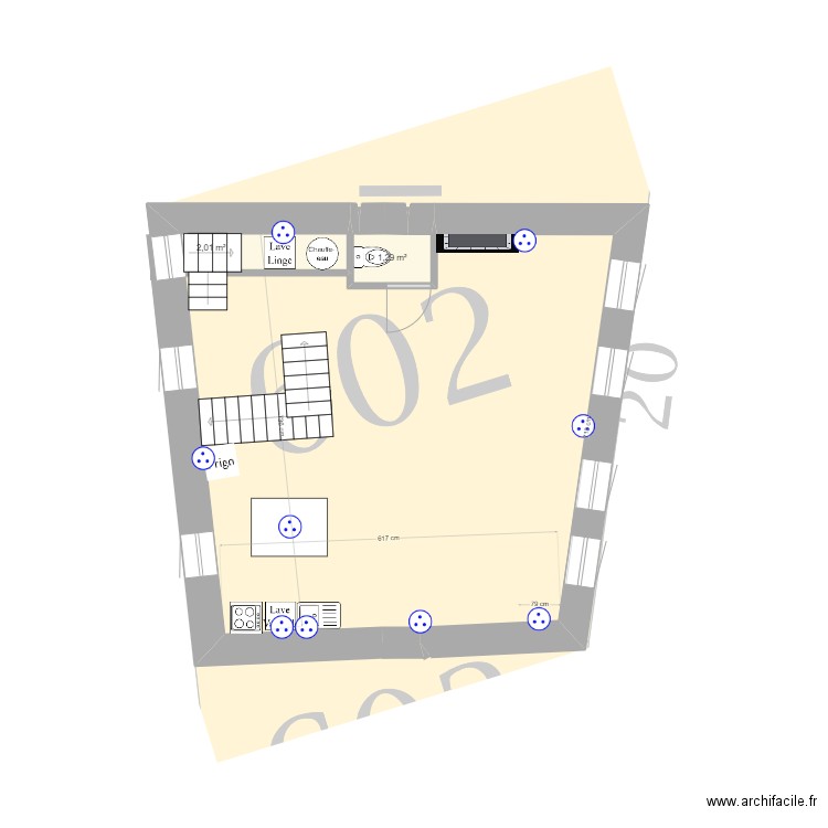 luchon 1er  20231003 - chauffage + clim. Plan de 2 pièces et 3 m2