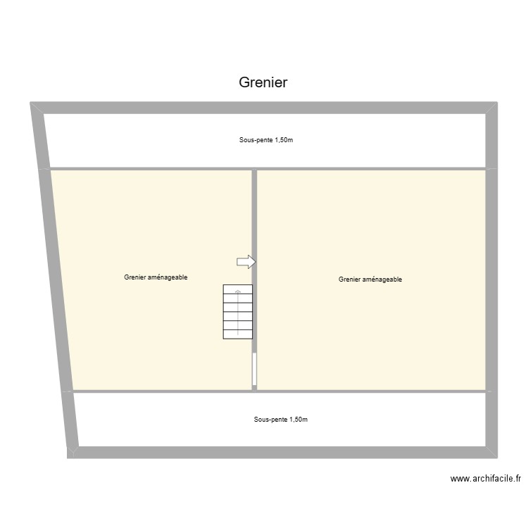 Grenier. Plan de 4 pièces et 105 m2