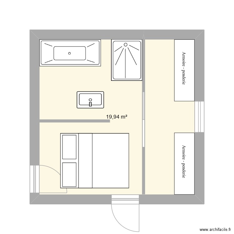 CHAMBRE PARENTALE2. Plan de 1 pièce et 20 m2