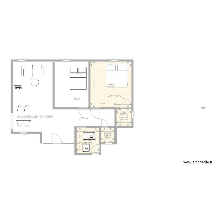 promotion. Plan de 4 pièces et 21 m2