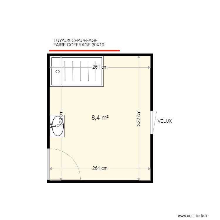 LECLERCQ JANNINE . Plan de 1 pièce et 8 m2