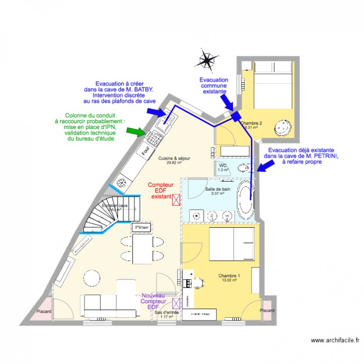 Schéma plomberie communs. Plan de 0 pièce et 0 m2