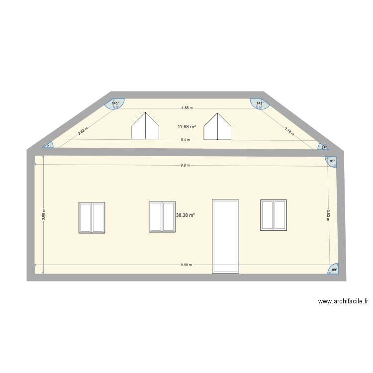 Façade. Plan de 0 pièce et 0 m2