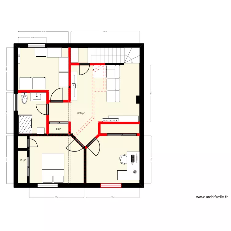 Karele Sous-sol 1. Plan de 3  et 62 m²