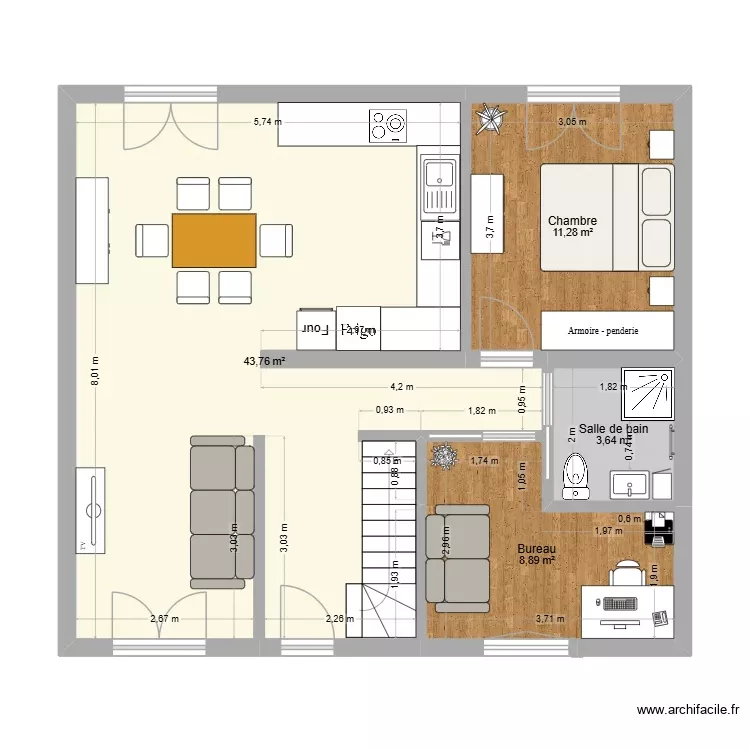 projet 2 bis. Plan de 4 Pièces et 68 m² projet 2 bis. Plan de 4 Pièces et 68 m²