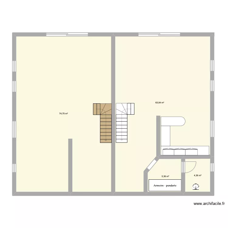 premier &eacute;tage Gonderange. Plan de 4  et 148 m²
