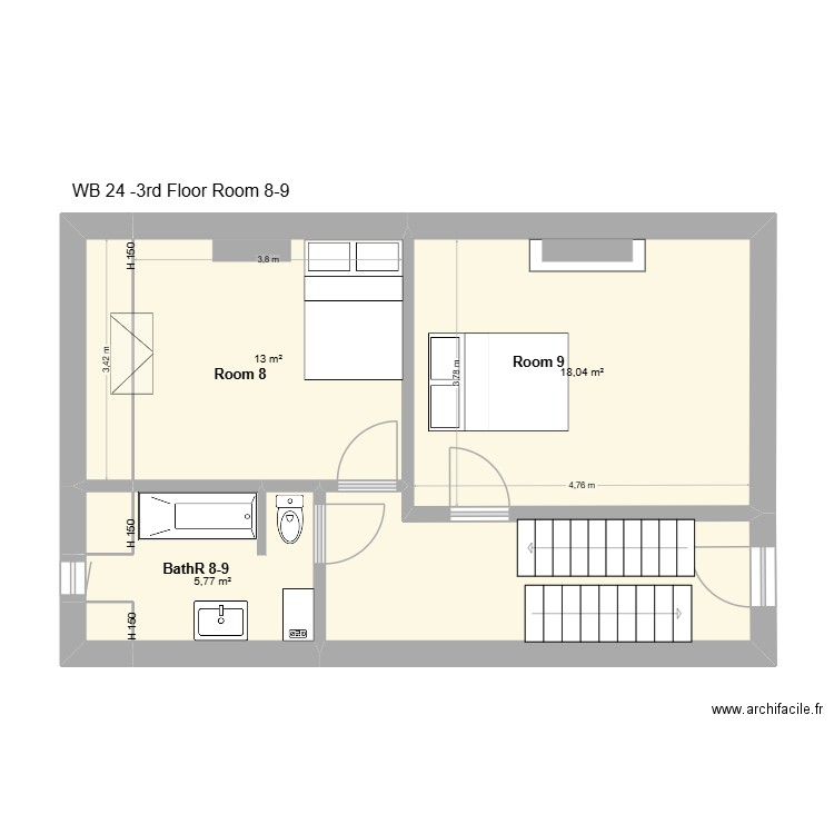 WB24. Plan de 29 pièces et 343 m2