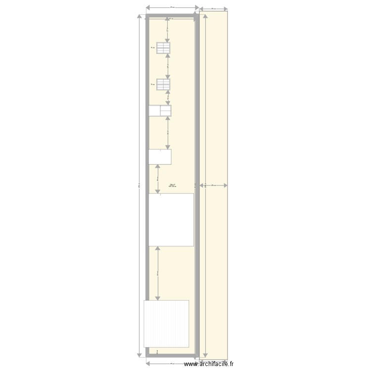 plan facade devant 1. Plan de 1 pièce et 126 m2