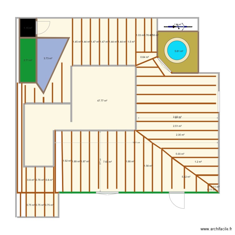 Plan terrasse exterieur avec lambourdes. Plan de 0 pièce et 0 m2
