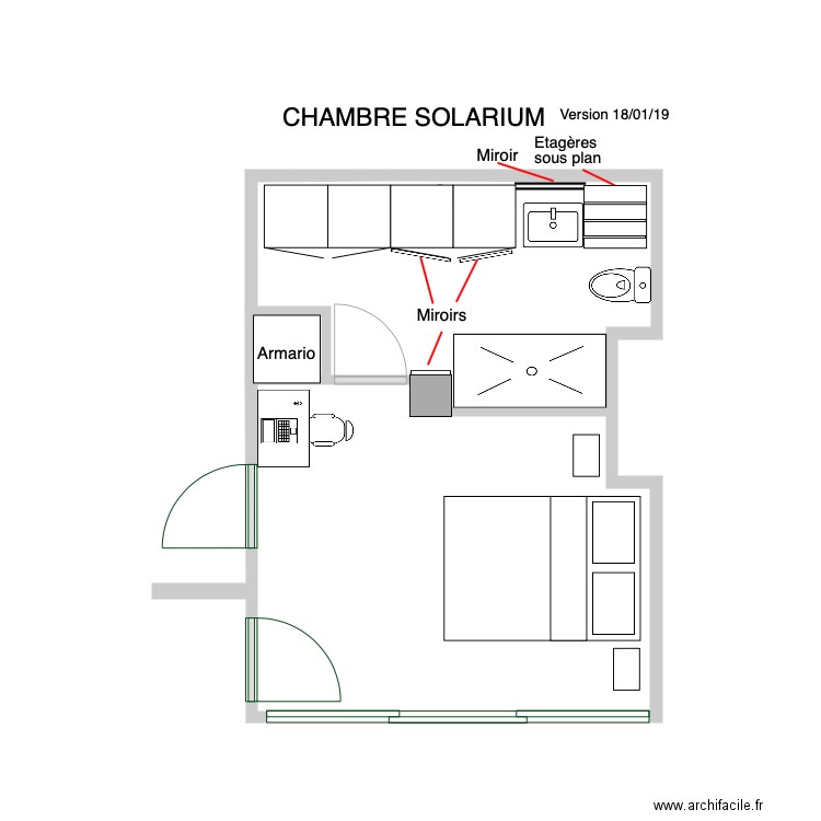 Chambre élément cuis sanibroyeur douche petit dressing . Plan de 0 pièce et 0 m2