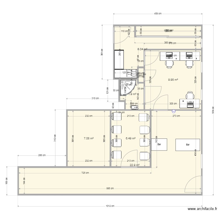 Extension cabinet proj 3. Plan de 8 pièces et 57 m2