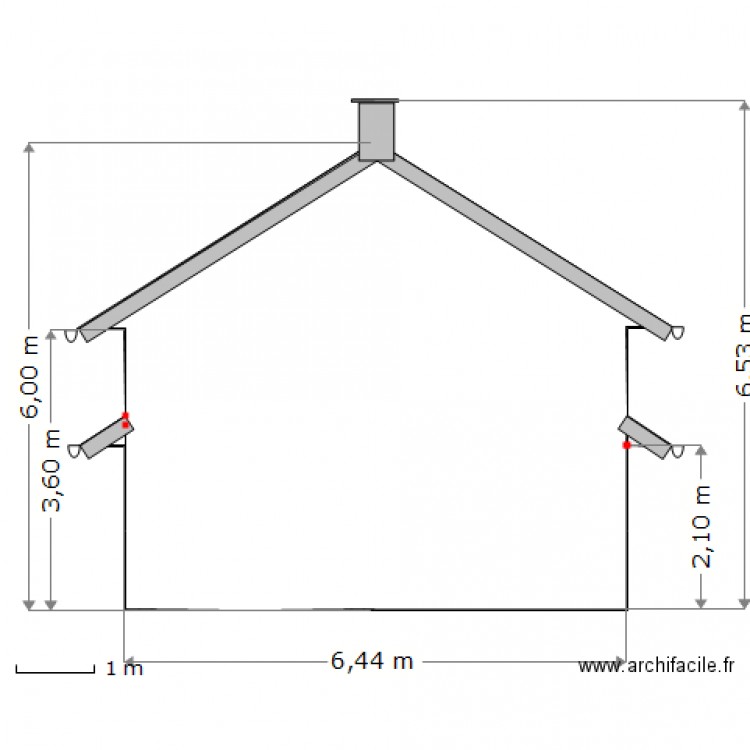 Facade Sud Ouest 50 e . Plan de 0 pièce et 0 m2