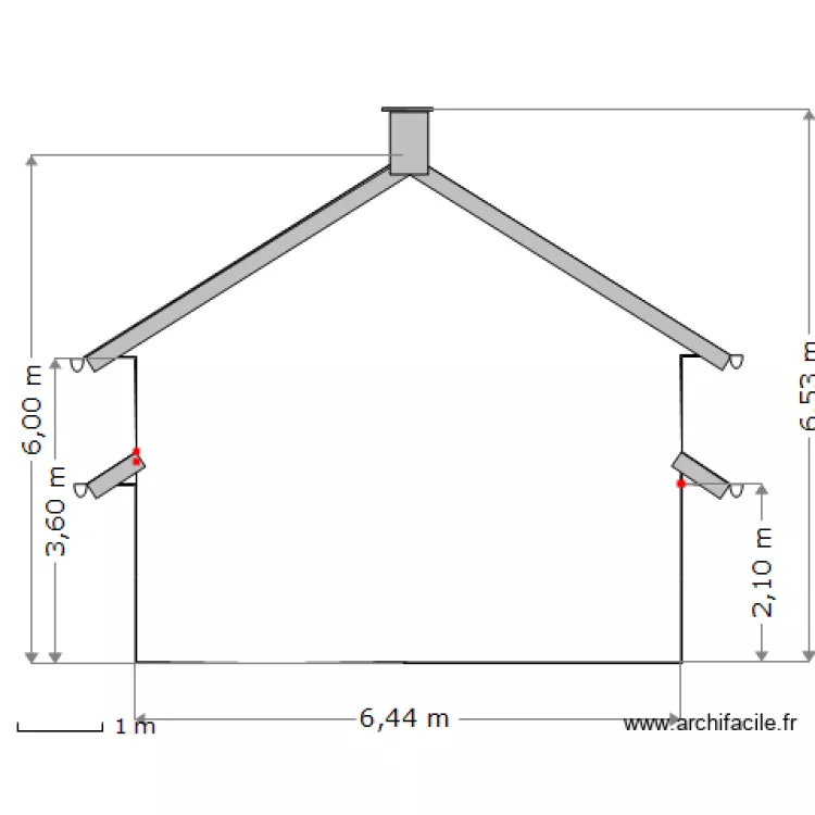 Facade Sud Ouest 50 e . Plan de 