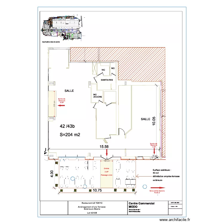 Plan masse LE TOKYO Terrasse mobile Juin 2020. Plan de 