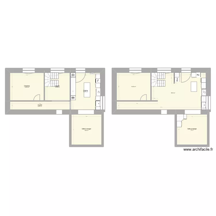 Refonte escalier. Plan de 8  et 143 m²