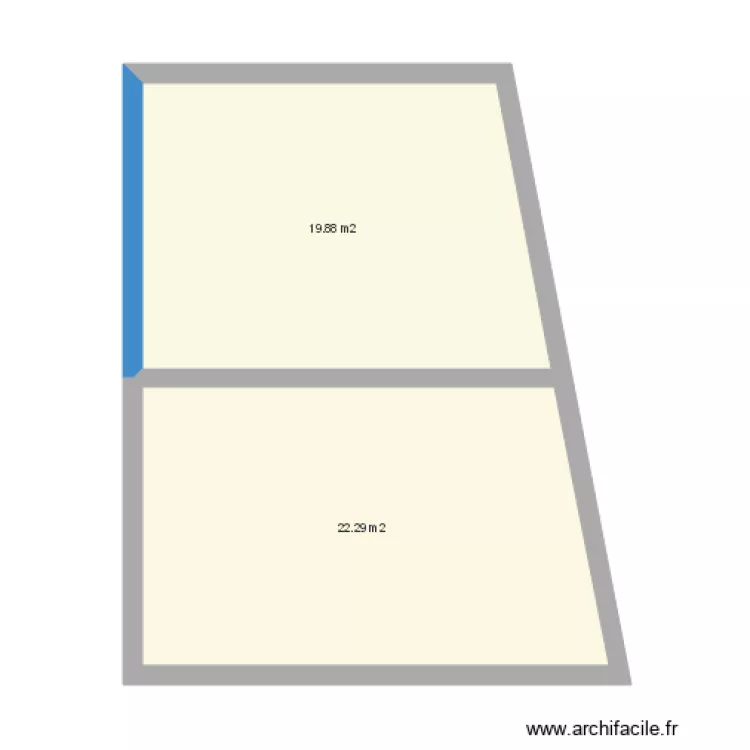 Division pi&egrave;ce mur oblique. Plan de 