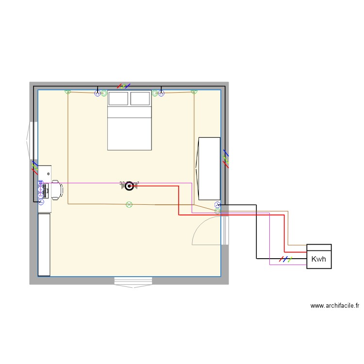 premier plan cablage chambre. Plan de 0 pièce et 0 m2