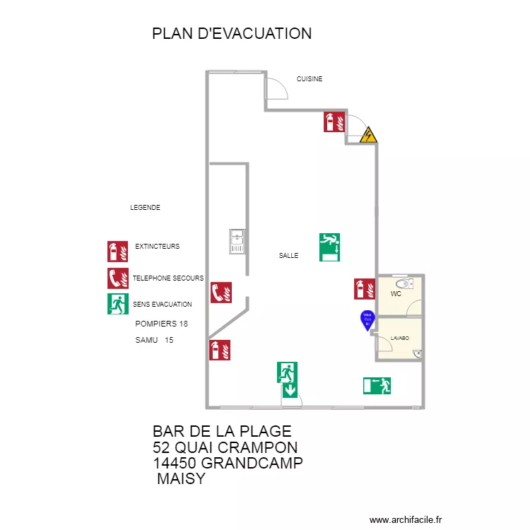 bar PLAN EVACUATION. Plan de bar PLAN EVACUATION. Plan de