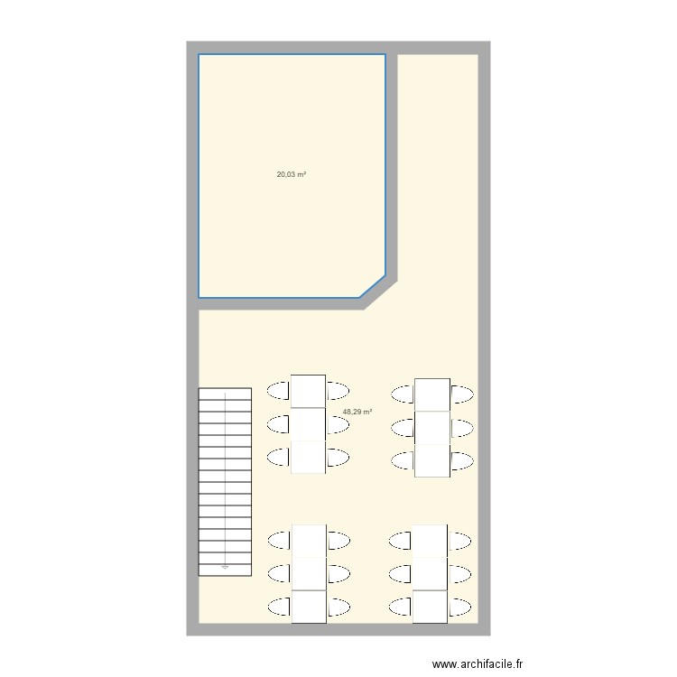 1ER. Plan de 2 pièces et 68 m2