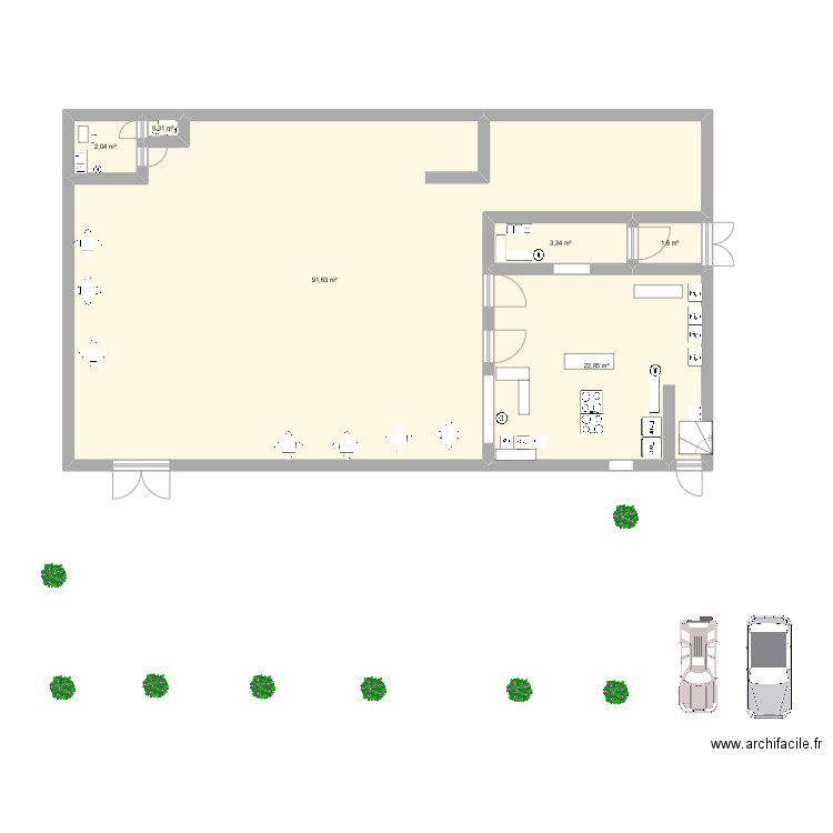 Bajrami. Plan de 6 pièces et 122 m2