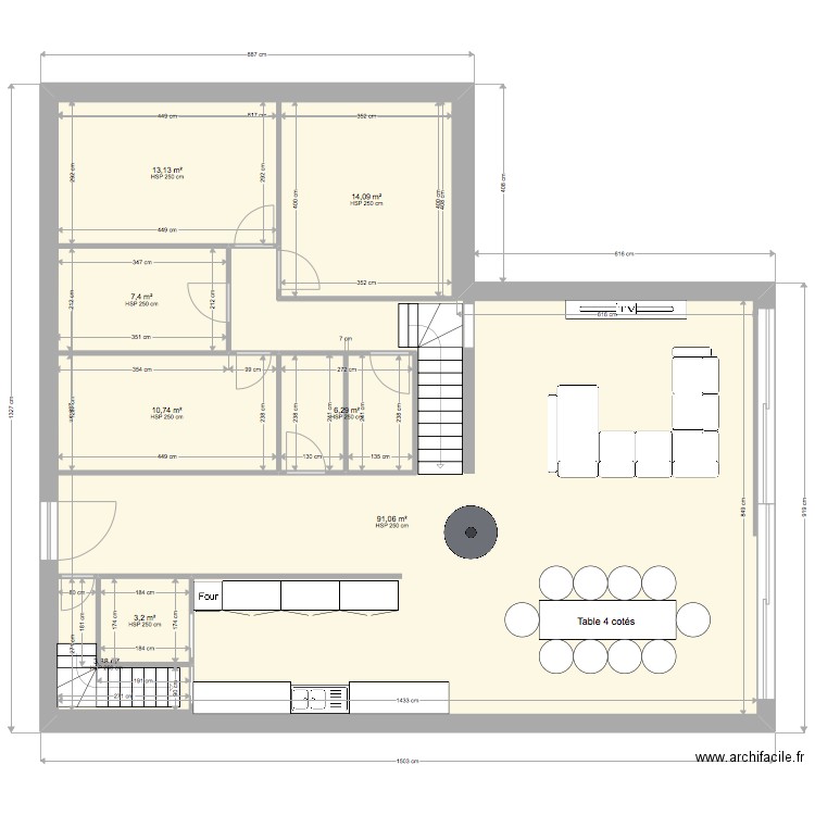 jard3. Plan de 8 pièces et 214 m2