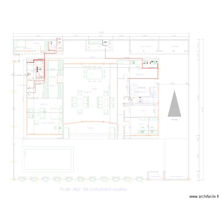 Eau chaude RDC Maison DGA SCDP. Plan de 0 pièce et 0 m2