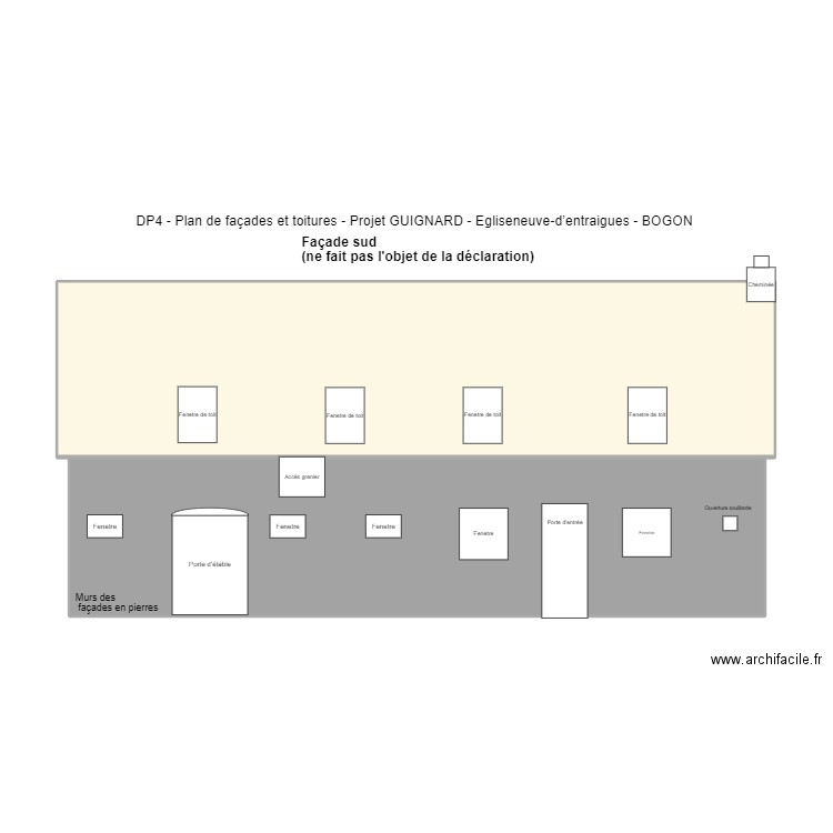 Bogon plan de facades et toit (sud). Plan de 0 pièce et 0 m2