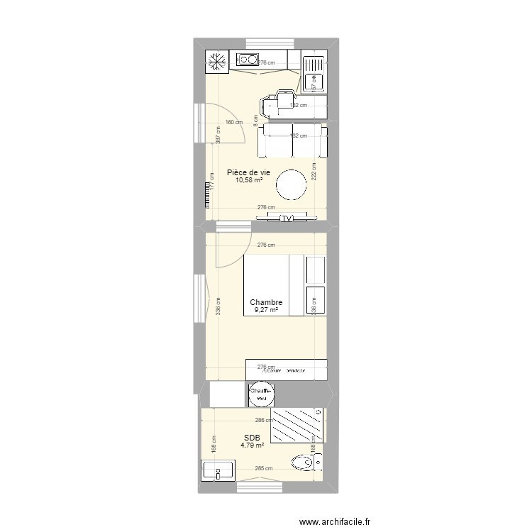 Maisonnette Dalby 2 . Plan de 3 pièces et 25 m2