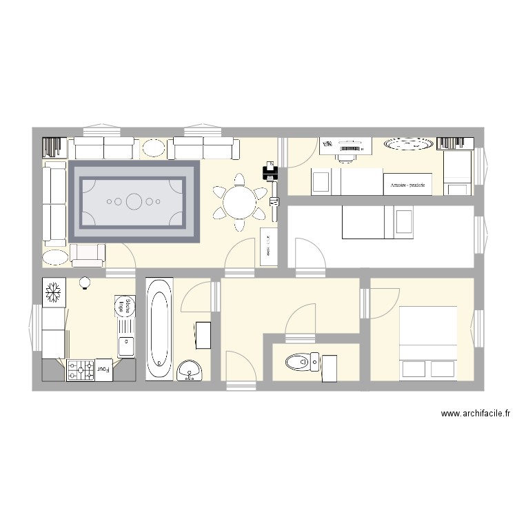Plan Maison Aménage. Plan de 7 pièces et 58 m2