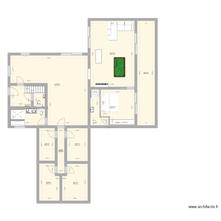 montaigu PP. Plan de 10 pièces et 182 m2