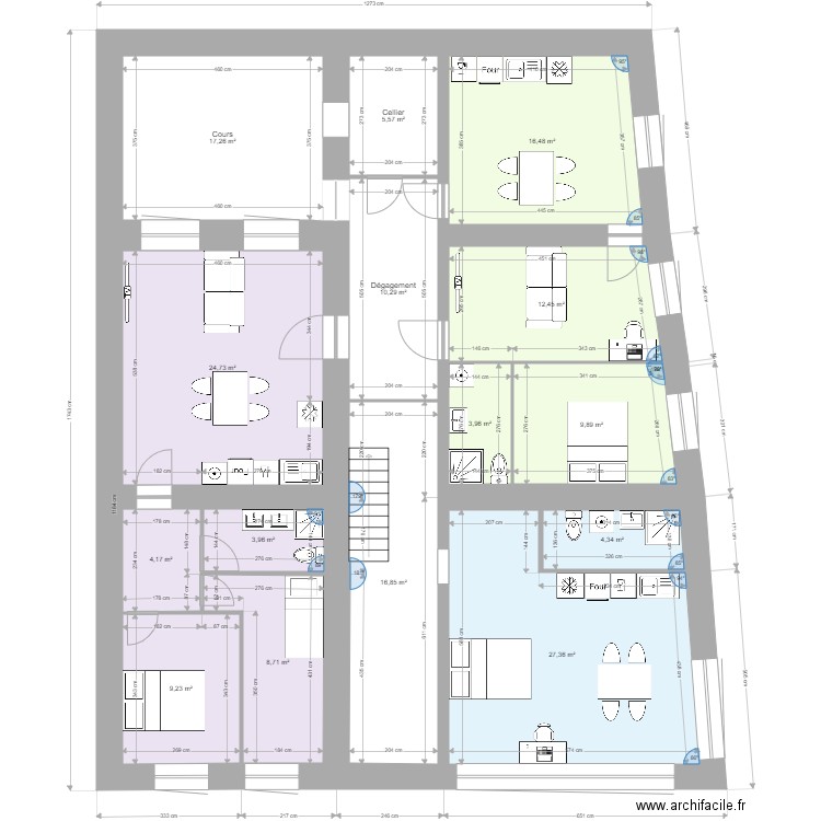 Saint Fulgent RDC projet. Plan de 15 pièces et 175 m2