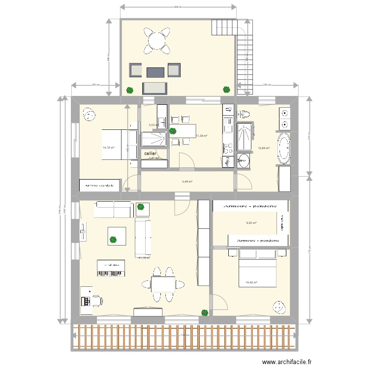 Appartement etage UMIA escaliers exterieur. Plan de 0 pièce et 0 m2