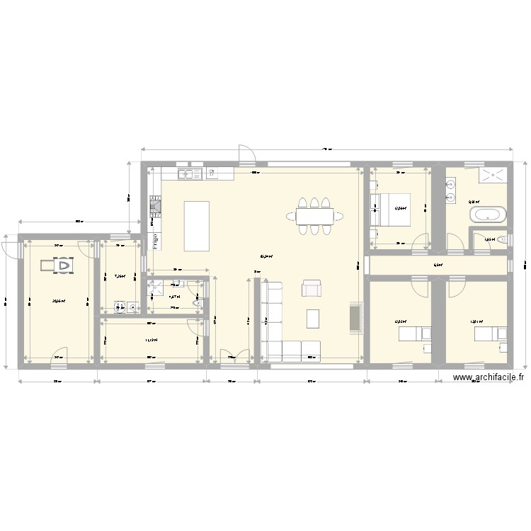 Home test.. Plan de 11 pièces et 184 m2