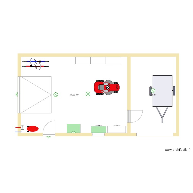 garage2. Plan de 2 pièces et 50 m2