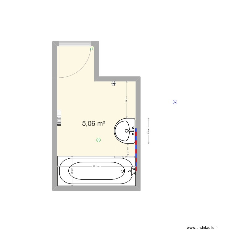 DECHAVANNE Existant. Plan de 1 pièce et 5 m2