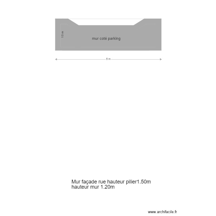 mur coté parking. Plan de 0 pièce et 0 m2