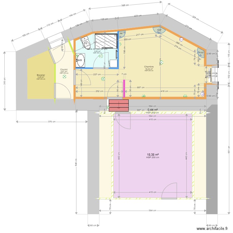 MarSylTour4étageAménagementV2. Plan de 8 pièces et 53 m2