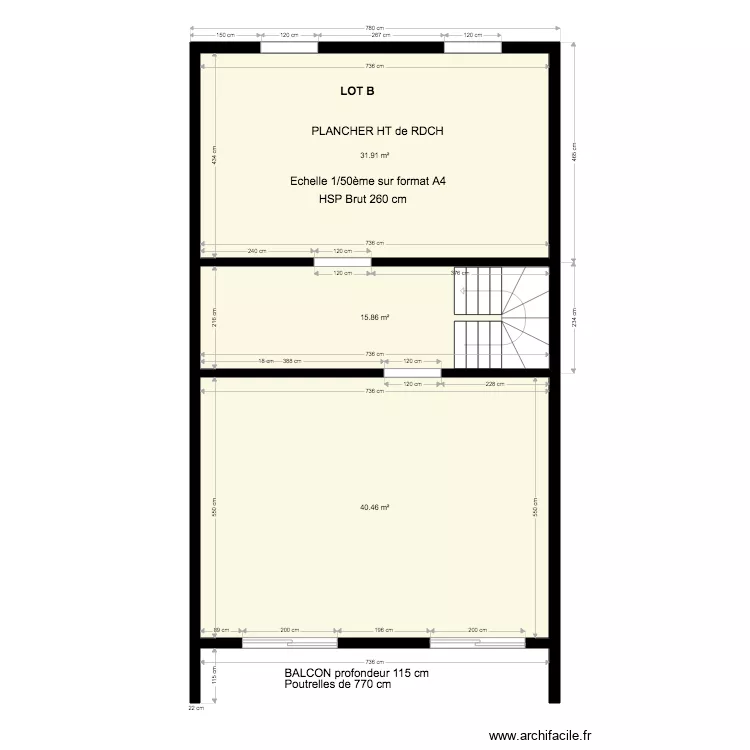 Plan LOT B plancher Haut de RDCH 200519. Plan de 