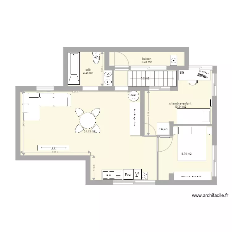 2 pieces etage. Plan de 2 pieces etage. Plan de