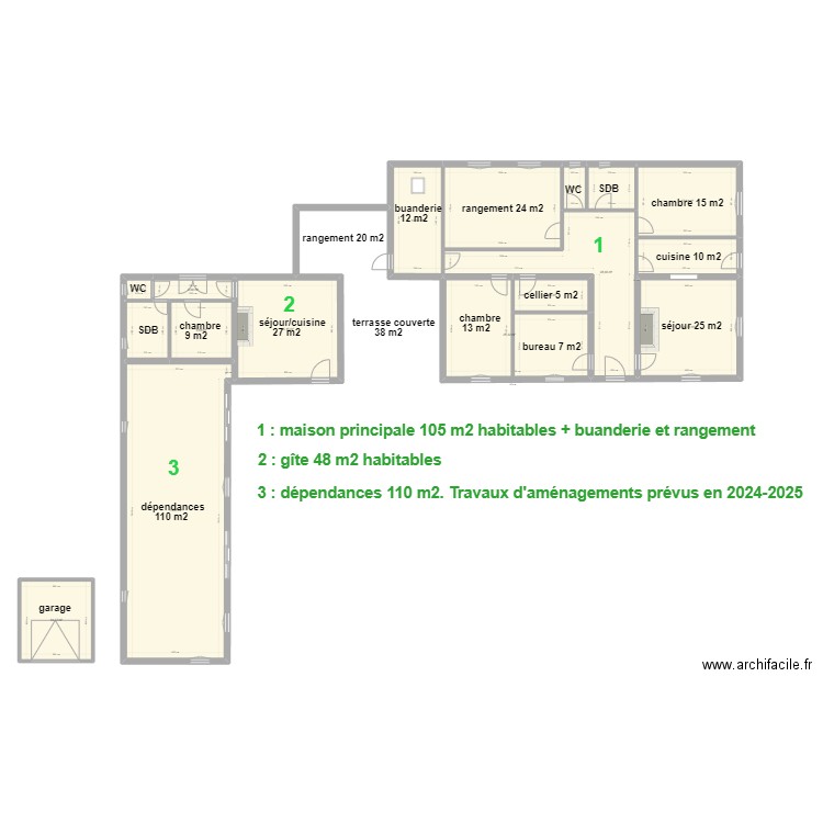 La Peyro pour Maif. Plan de 16 pièces et 293 m2