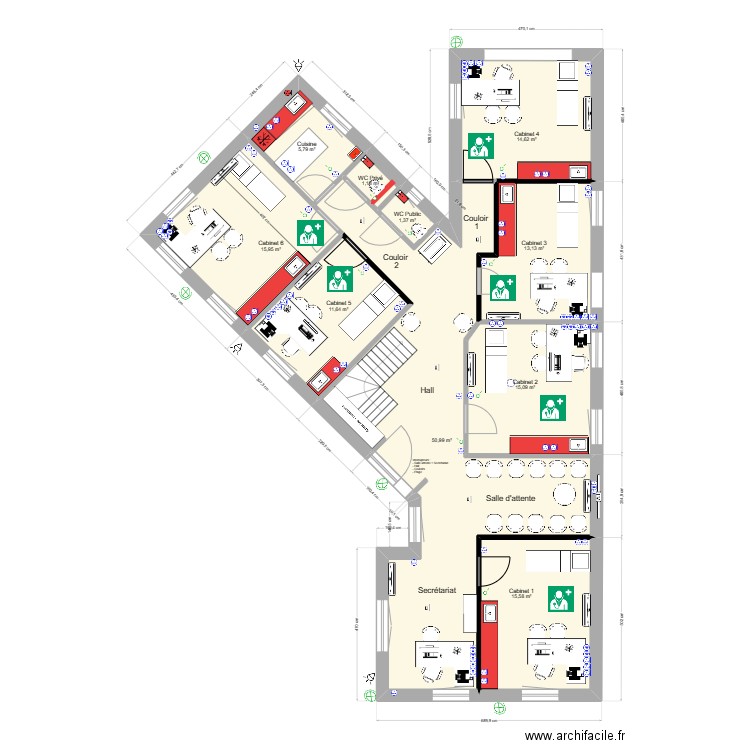 FLEURUS 3 - 3.3. Plan de 10 pièces et 145 m2